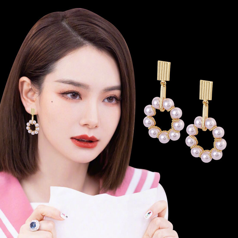 The New Slim Design Temperament Round Pearl Earrings-Jewearrings