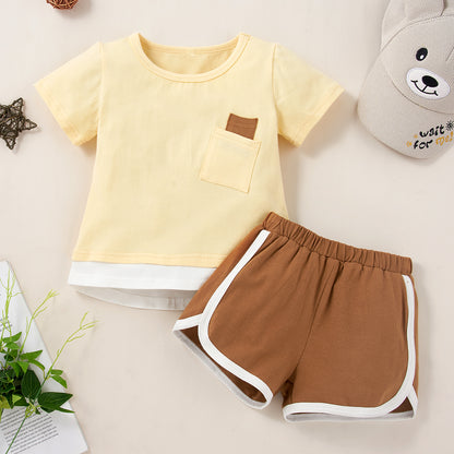 Round Neck Short Sleeve T-Shirt and Shorts Set-Jewearrings