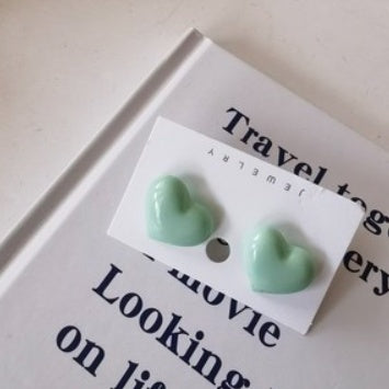 Solid Color Love Spring And Summer New Peach Heart Stud Earrings-Jewearrings