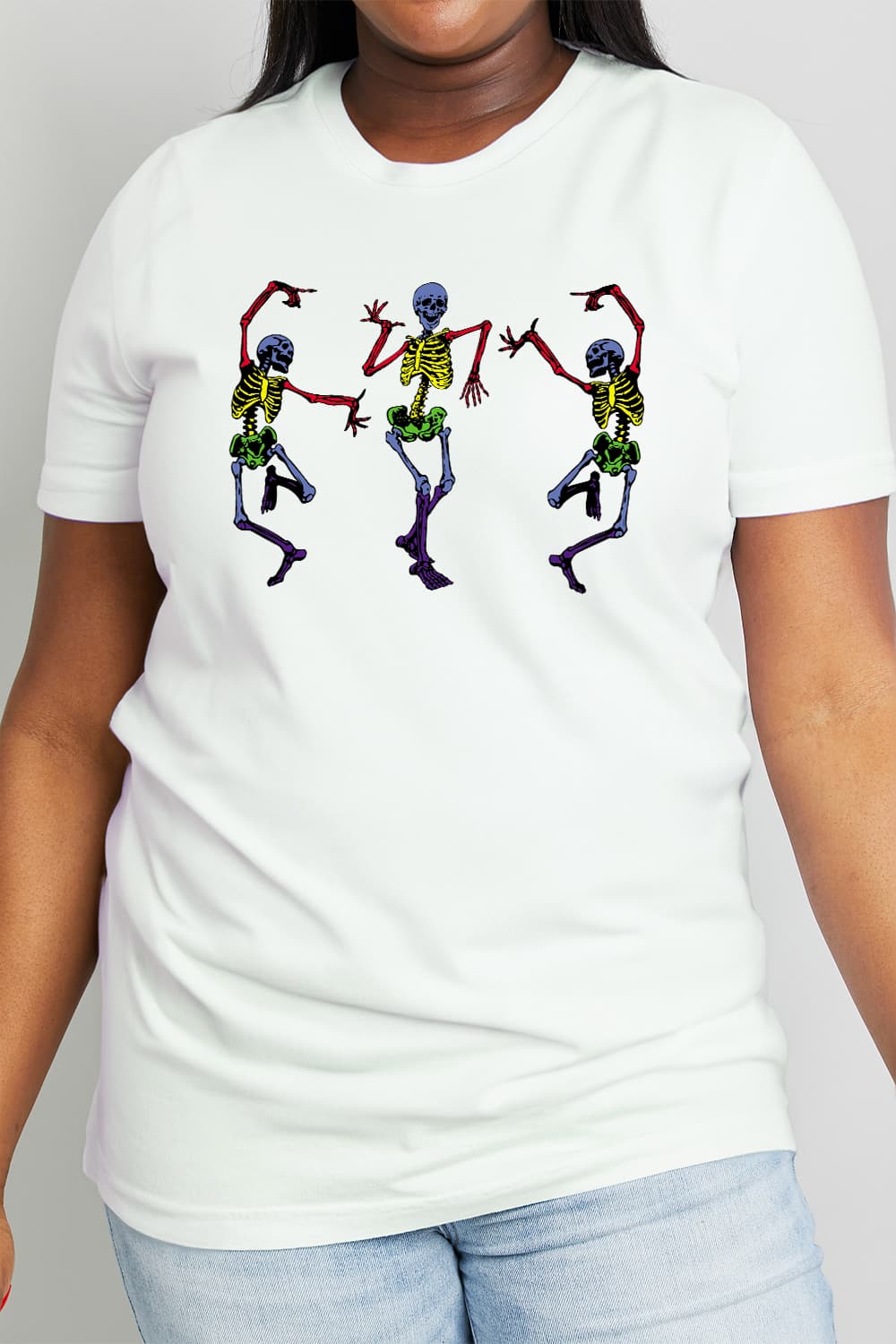 Simply Love Full Size Dancing Skeleton Graphic Cotton Tee-Jewearrings