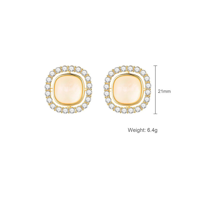 Square Texture Stud Earrings Gold-Jewearrings