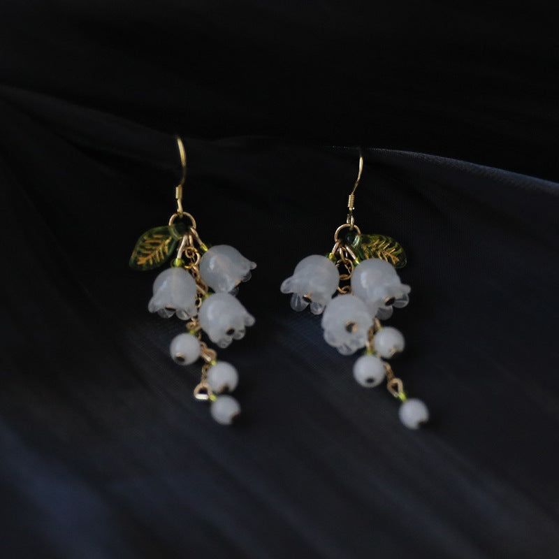 White Orchid Earrings Silver Elegant And Gentle-Jewearrings