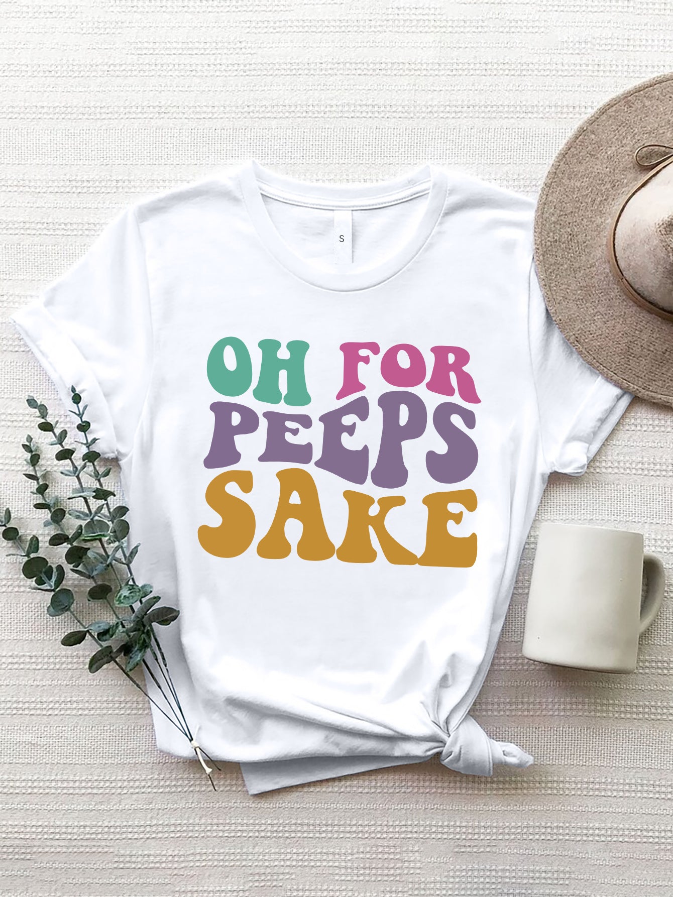 OH FOR PEEPS SAKE Round Neck T-Shirt-Jewearrings