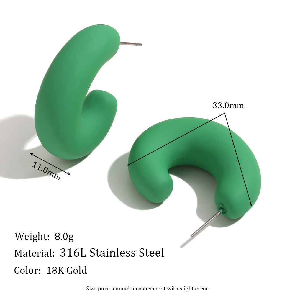 Stainless-steel Needle Color Dopamine ABS Spray Paint Open O-shaped Stud Earrings-Jewearrings