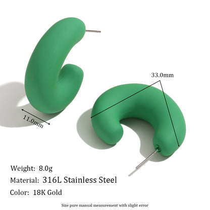 Stainless-steel Needle Color Dopamine ABS Spray Paint Open O-shaped Stud Earrings-Jewearrings