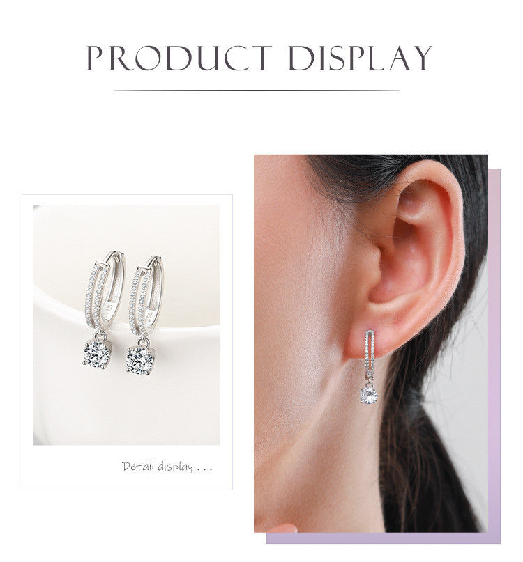 S925 Sterling Silver Inlaid Zirconium Temperament Earrings-Jewearrings