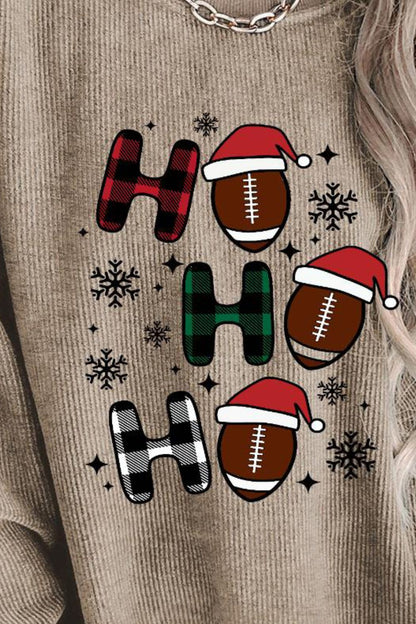 HO HO HO Graphic Ribbed Sweatshirt-Jewearrings