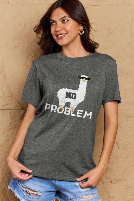 Simply Love Full Size NO PROBLEM Graphic Cotton Tee-Jewearrings