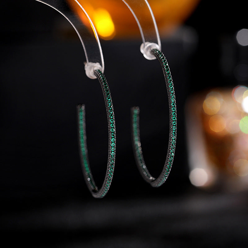 Ladies Silver Needle Niche Temperament Geometric Hoop Earrings-Jewearrings