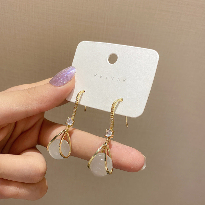 Korean Fashion Sense Opal Earrings Drop Earrings-Jewearrings