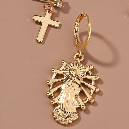 Metal Vintage Cross Character Earrings Earrings-Jewearrings