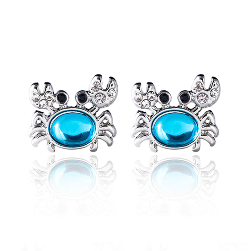 Fashion Alloy Gem Crystal Crab Stud Earrings-Jewearrings