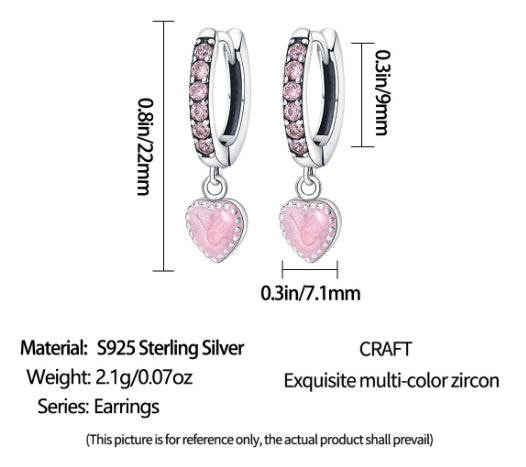 Love Heart Earrings 925 Sterling Silver High-end Fashion-Jewearrings