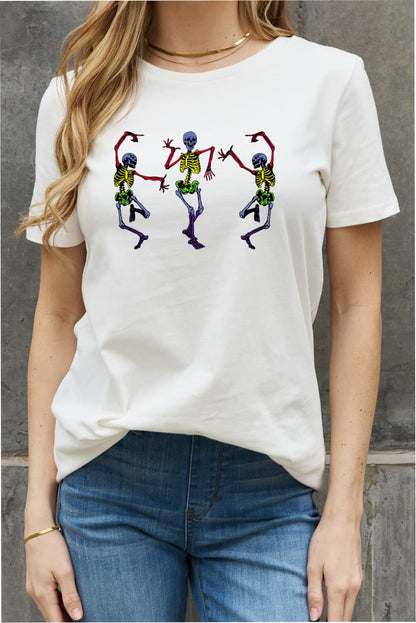 Simply Love Full Size Dancing Skeleton Graphic Cotton Tee-Jewearrings