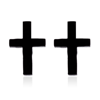 Cross Stud Earrings Women's Simple Christmas Gift-Jewearrings