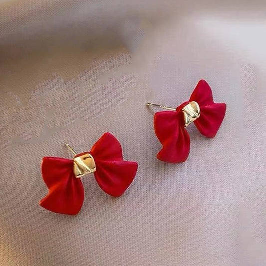 Women's Temperament Fashion Bow Earrings With Diamonds-Jewearrings