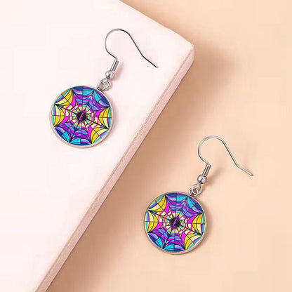 Punk Wednesday Stainless Steel Glass Dome Dangle Earrings For Women Girls-Jewearrings