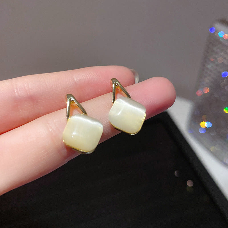 Simple Personality Studs Opal Earrings-Jewearrings