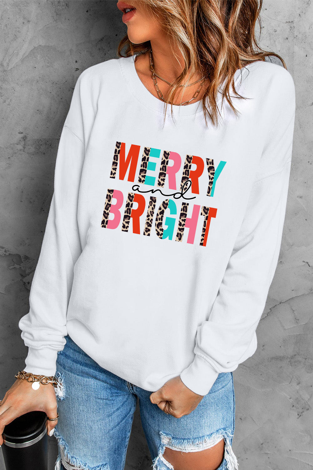 MERRY AND BRIGHT Graphic Sweatshirt-Jewearrings