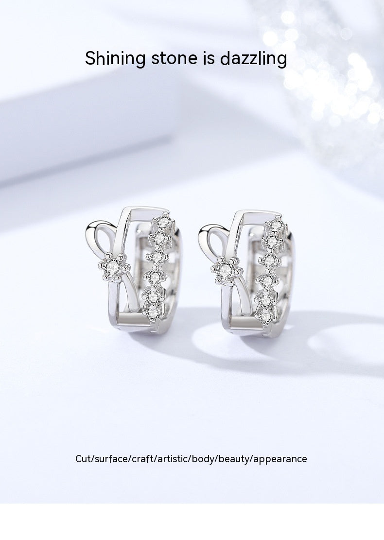 S925 Zircon Bow Double Row Earrings-Jewearrings