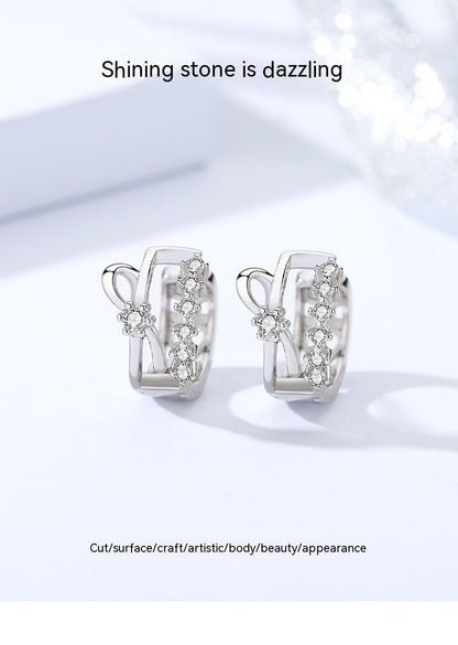 S925 Zircon Bow Double Row Earrings-Jewearrings