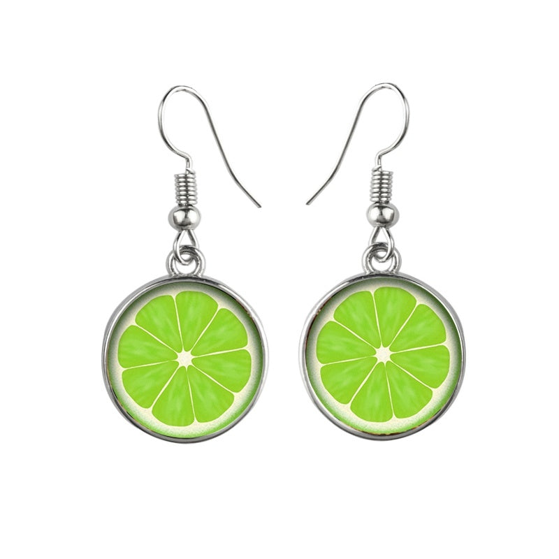 Fashion Fruit Grapefruit Watermelon Lemon Glass Dangle Earrings For Women Girls-Jewearrings