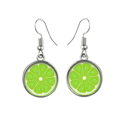 Fashion Fruit Grapefruit Watermelon Lemon Glass Dangle Earrings For Women Girls-Jewearrings