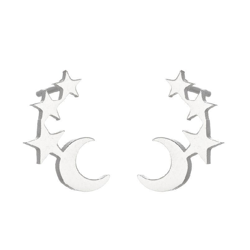 Love Ear Studs Electroplating Star Music Note Simple Geometric Stainless Steel Stud Earrings-Jewearrings