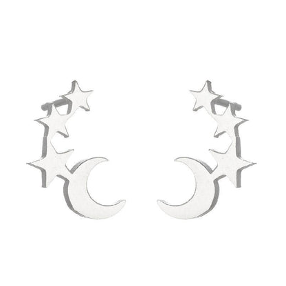 Love Ear Studs Electroplating Star Music Note Simple Geometric Stainless Steel Stud Earrings-Jewearrings