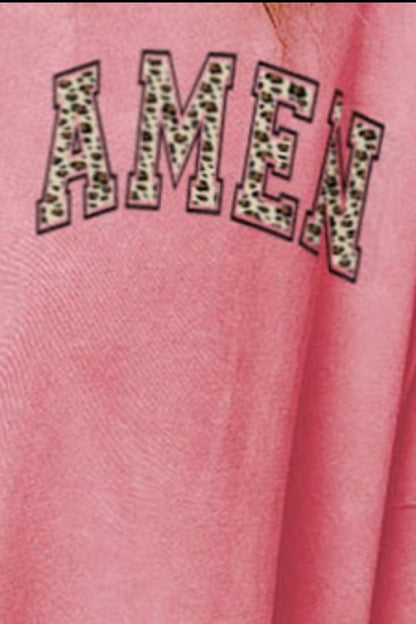 AMEN Graphic Dropped Shoulder Slit Sweatshirt-Jewearrings