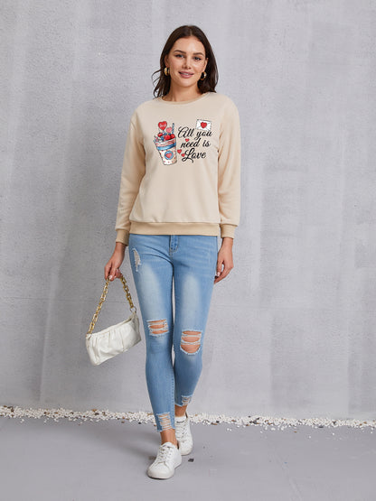 ALL YOU NEED IS LOVE Round Neck Sweatshirt-Jewearrings