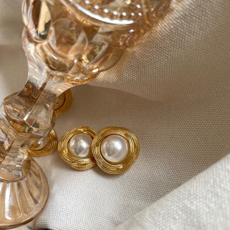 Vintage Large Pearl Medieval Earrings-Jewearrings