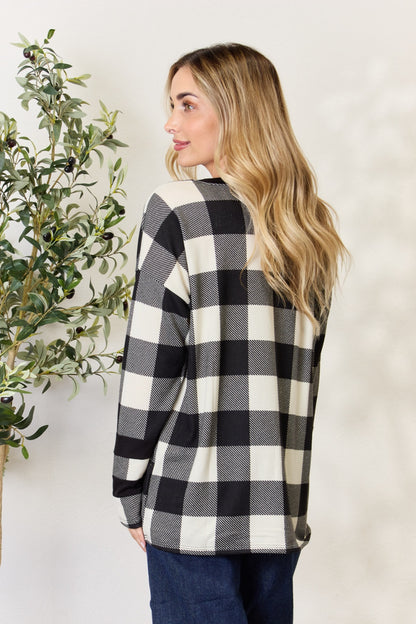 Celeste Full Size Plaid Round Neck Long Sleeve T-Shirt-Jewearrings