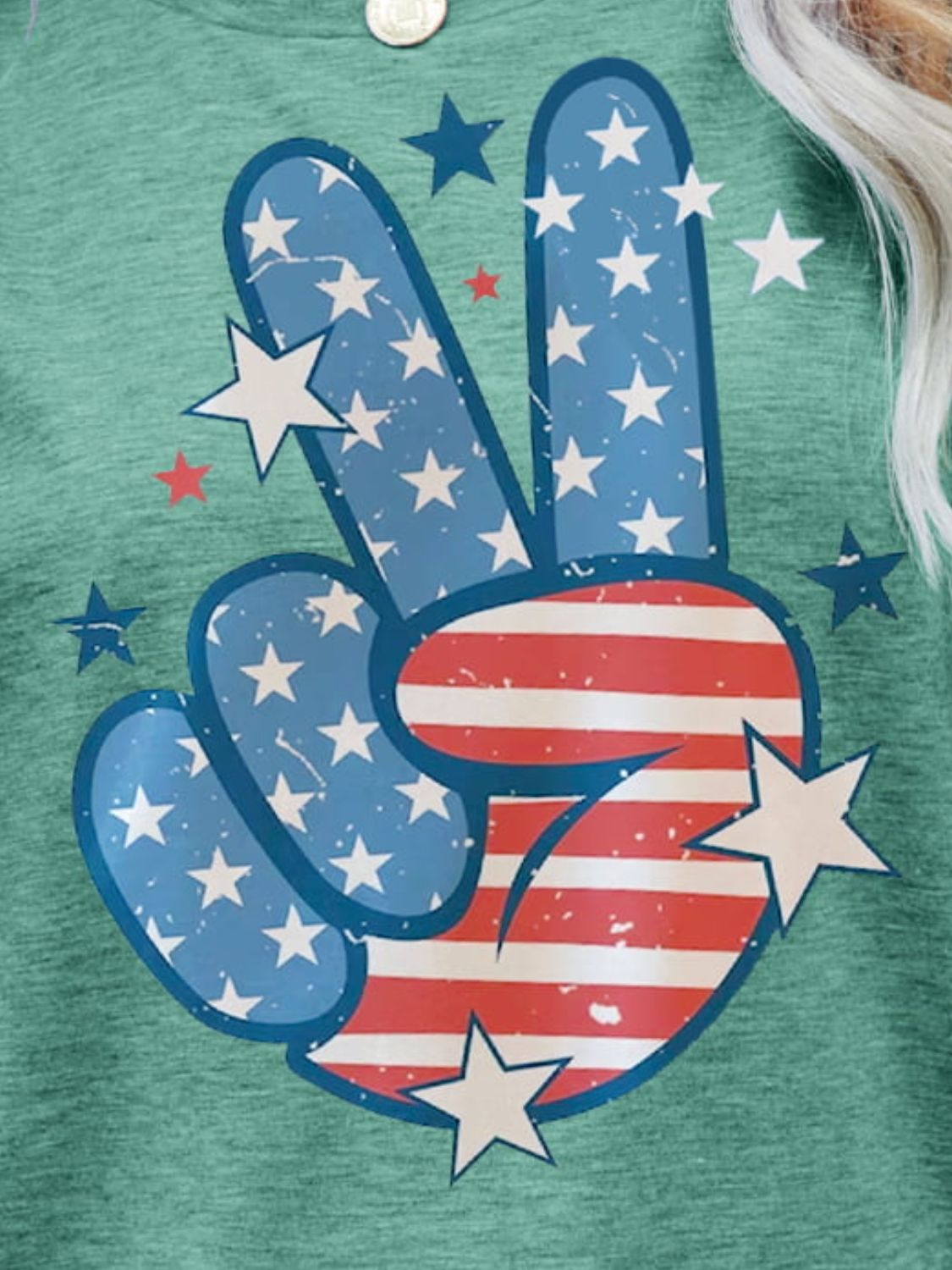 US Flag Peace Sign Hand Graphic Tee-Jewearrings