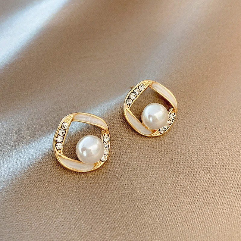 S925 Silver Needle Design Sense French Pearl Earrings Women-Jewearrings