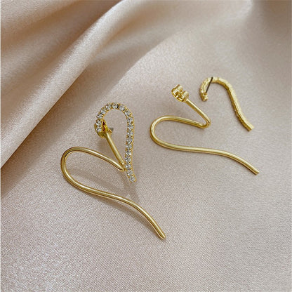 Silver Needle Design Love Stud Earrings Korean Temperament Net Red Earrings-Jewearrings