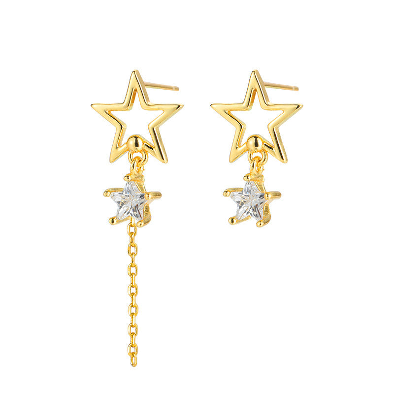 Women's Fashion Simple Sterling Silver Star Earrings-Jewearrings