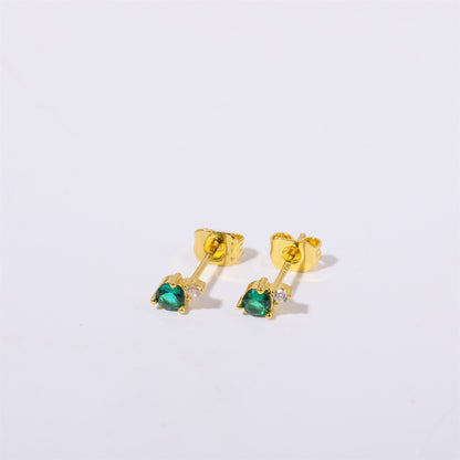 Titanium Steel Electroplated Genuine Gold December Birthstone Zircon Earrings-Jewearrings