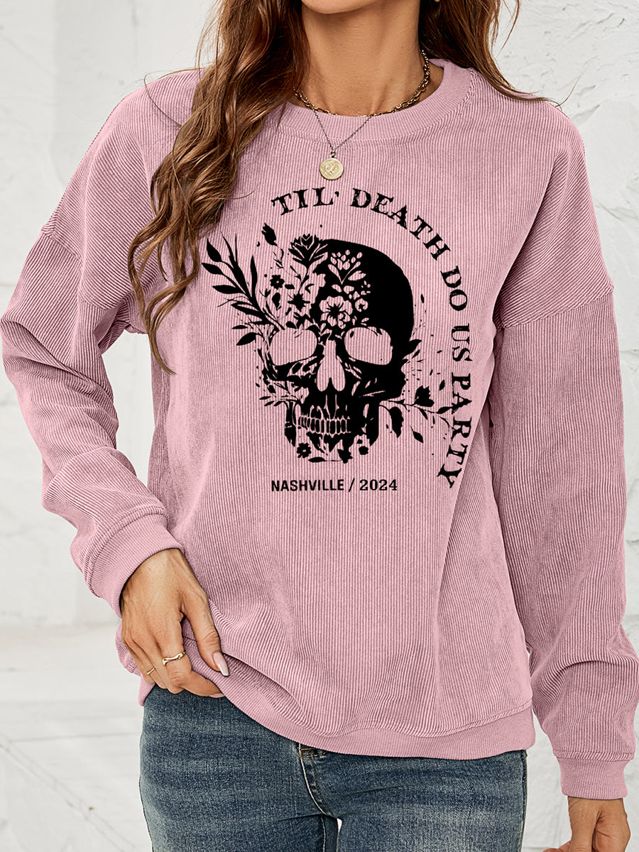 Skull Graphic Dropped Shoulder Sweatshirt-Jewearrings