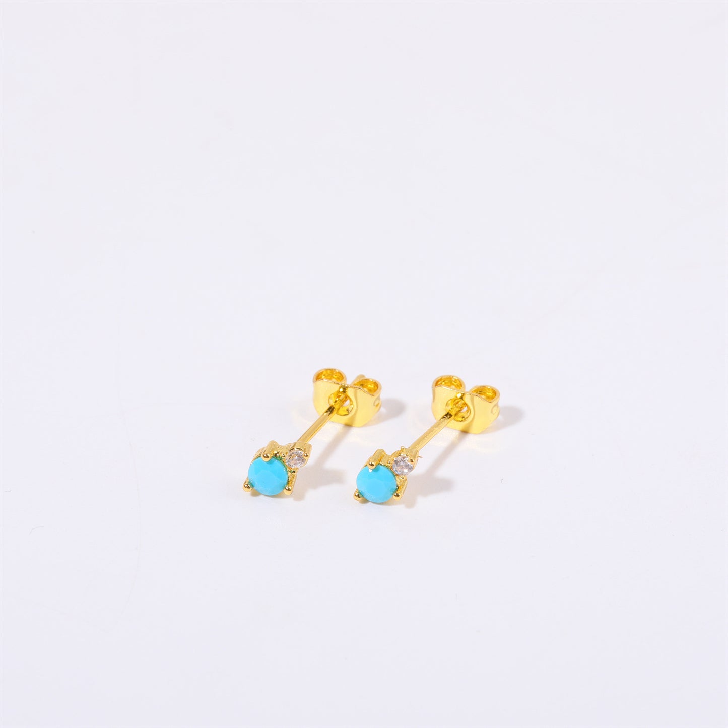 Titanium Steel Electroplated Genuine Gold December Birthstone Zircon Earrings-Jewearrings