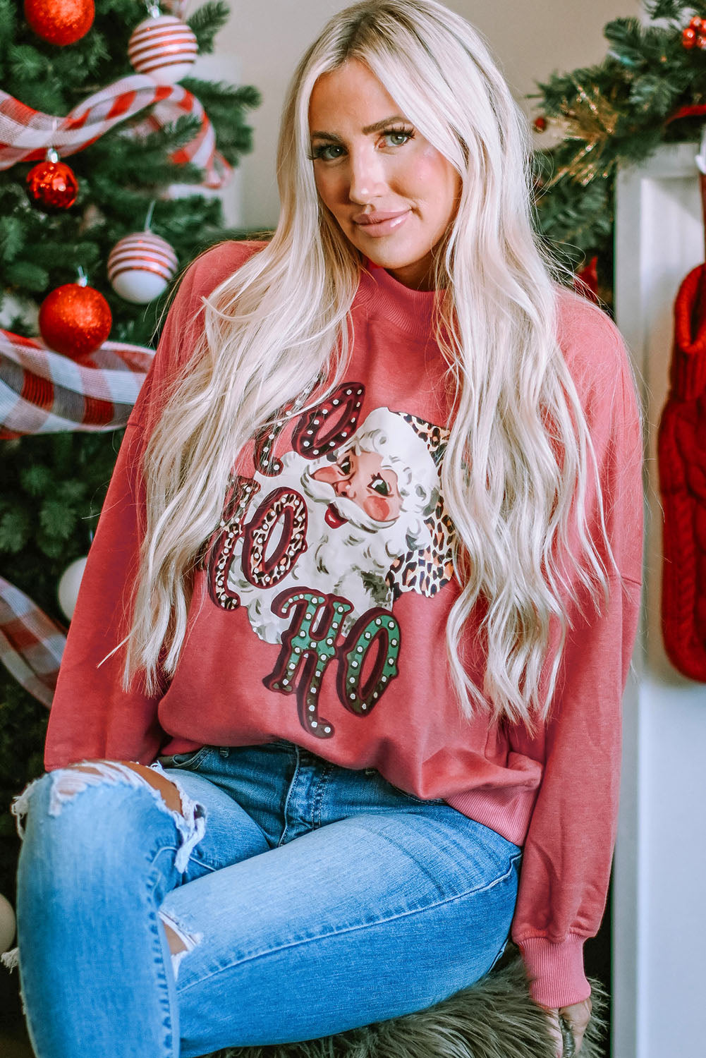 Santa Graphic Dropped Shoulder Sweatshirt-Jewearrings