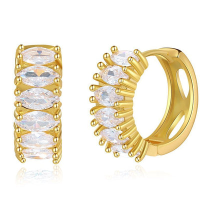 Women's Real Gold Electroplated Zircon Round Earrings-Jewearrings