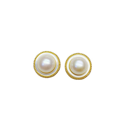 S925 Silver Inlaid Tian Natural Freshwater Pearl Earrings-Jewearrings