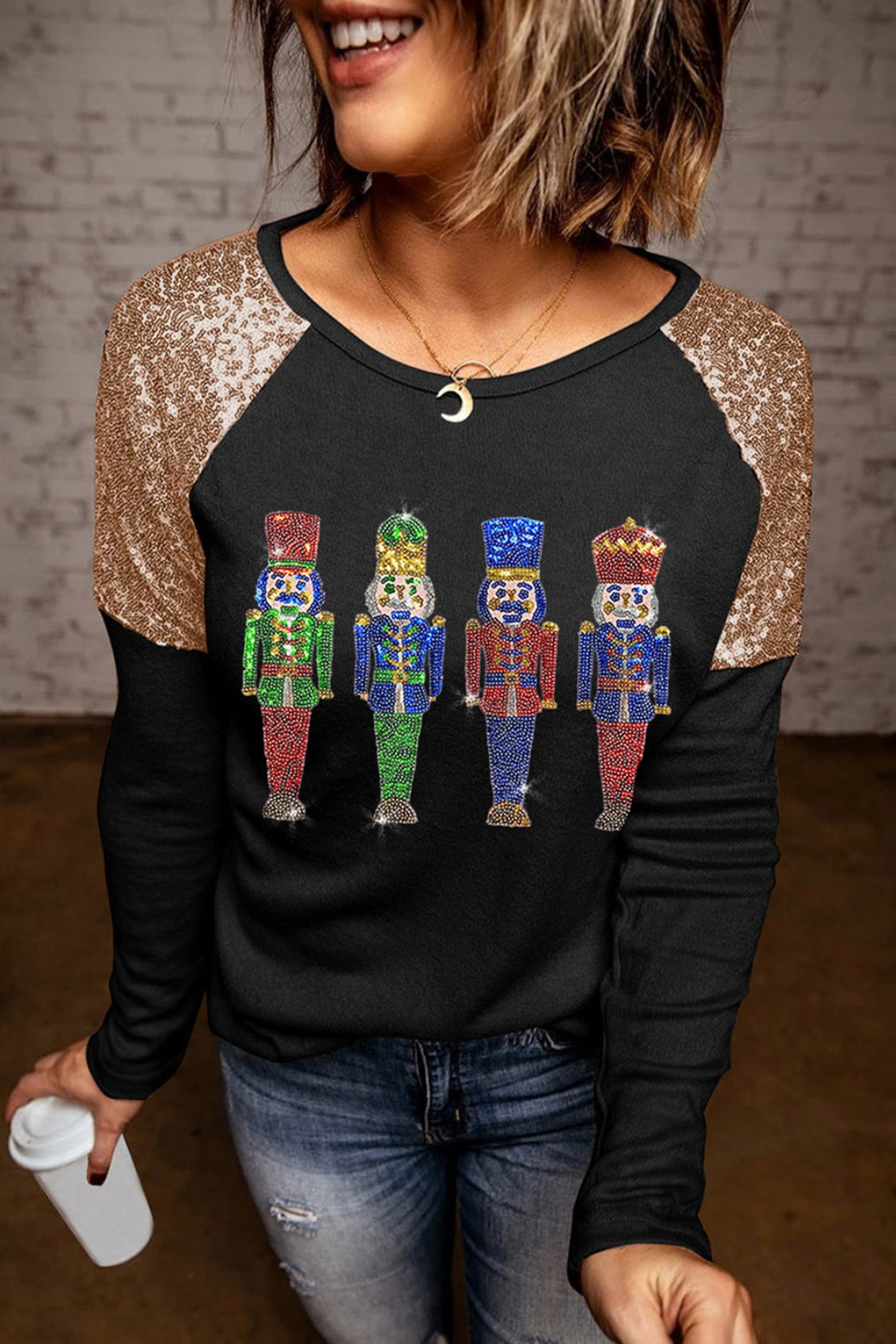 Sequin Nutcracker Long Sleeve Sweatshirt-Jewearrings