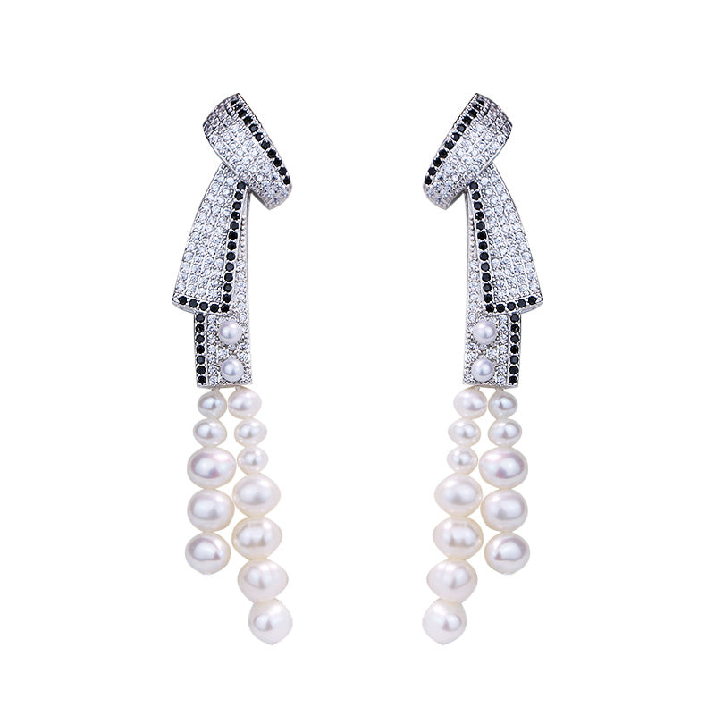 Women's Light Luxury Tassel Natural Pearl Earrings-Jewearrings