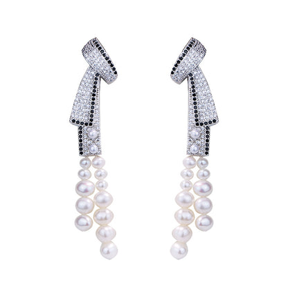 Women's Light Luxury Tassel Natural Pearl Earrings-Jewearrings