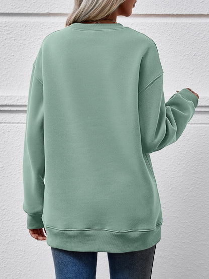 FELIZ NAVIDAD Round Neck Drop Shoulder Sweatshirt-Jewearrings