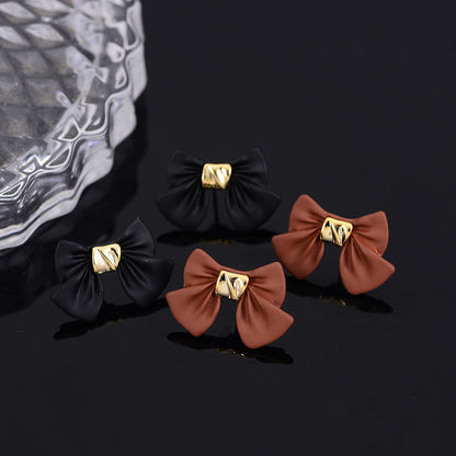 Fashion Trend Earrings Simple Personality Metal Texture Earrings Bow-Jewearrings