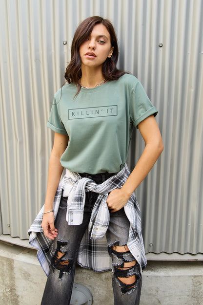 Simply Love Full Size KILLIN'IT Short Sleeve T-Shirt-Jewearrings