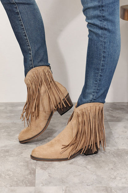 Legend Women's Fringe Cowboy Western Ankle Boots-Jewearrings